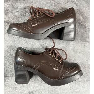 Vintage Y2K Mudd Chunky Platform Oxford Womens Shoes Size 8.5 Brown Lace Up Goth